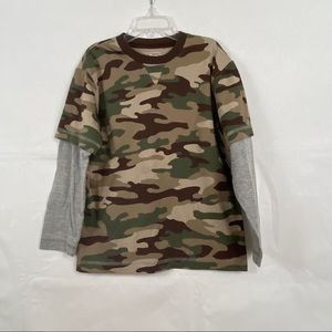 LL Bean Boys Camo Long Sleeve Shirt Size 8